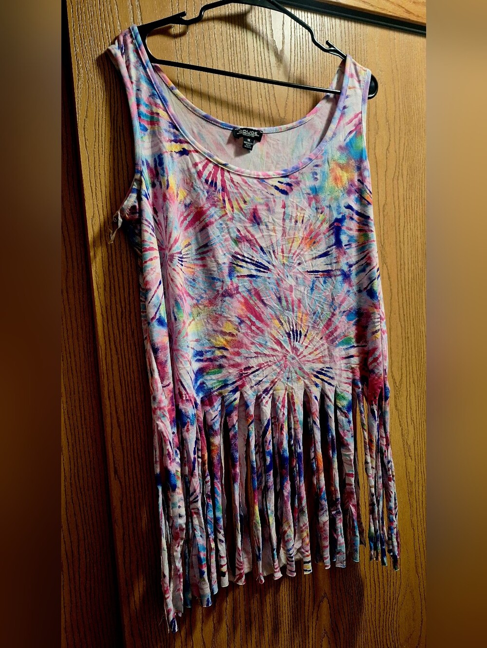 Tie-Dye Fringe Tank Top - Multicolor - Picture 2 of 4